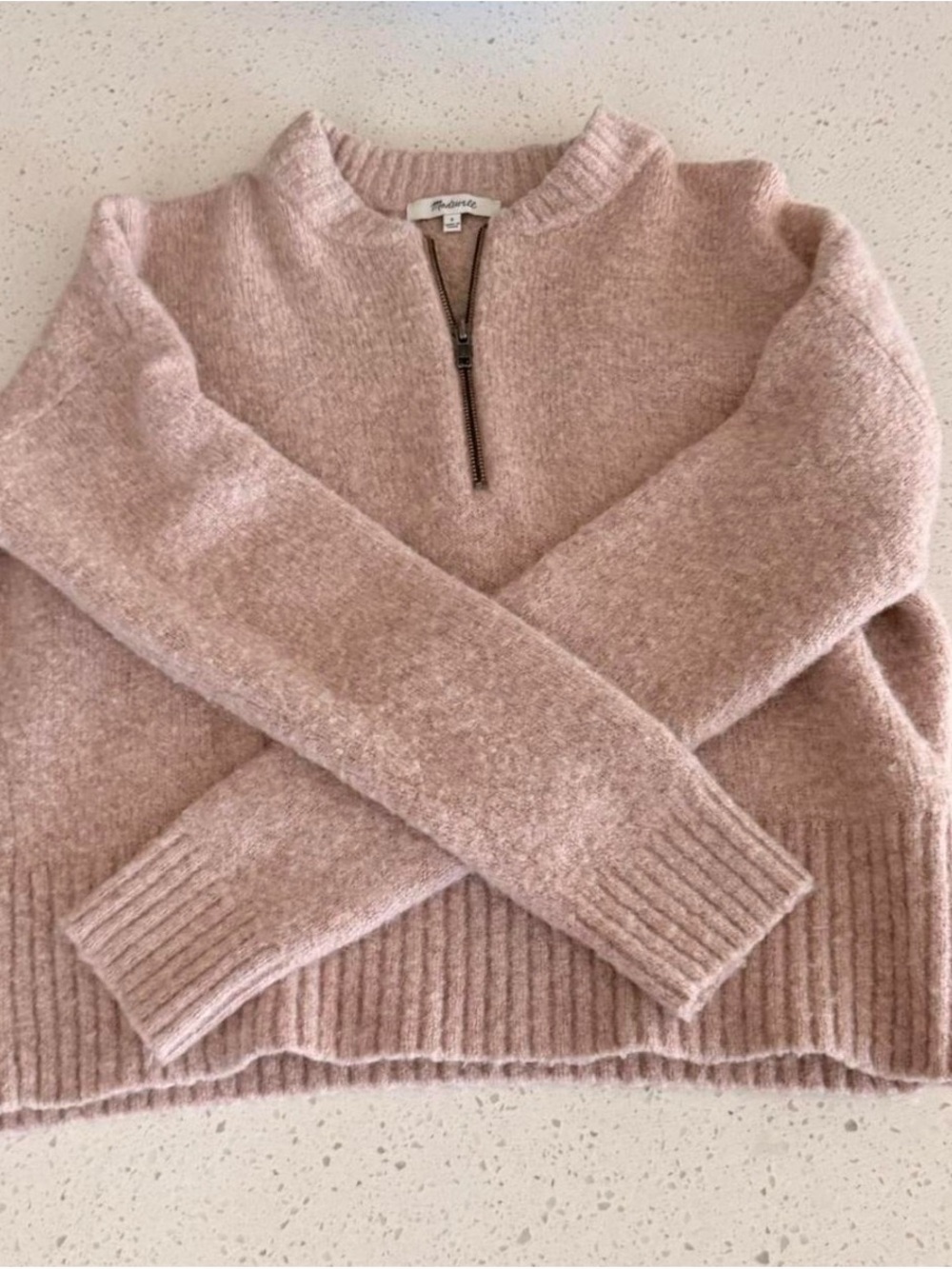 Madewell Blush Half-Zip Sweater
